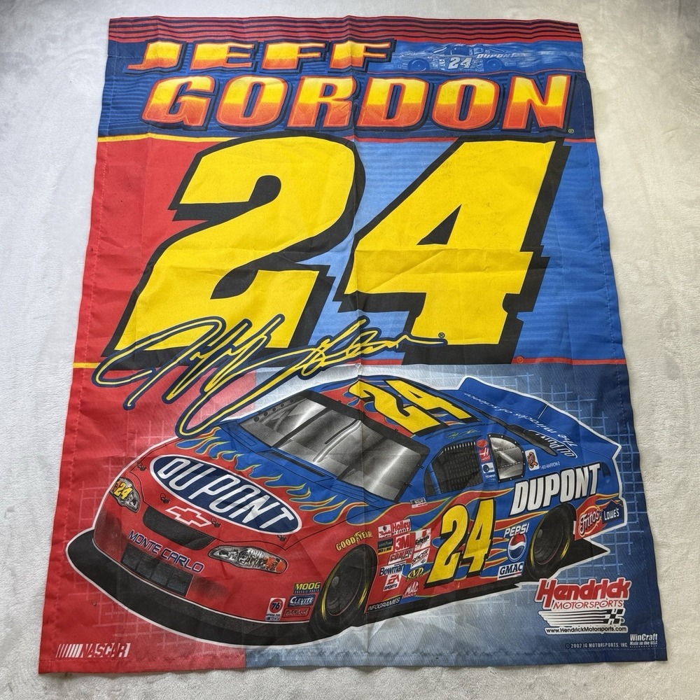 Jeff Gordon #24 NASCAR WinCraft Banner Flag 2002 Dupont Hendrick 27x37‎ USA
